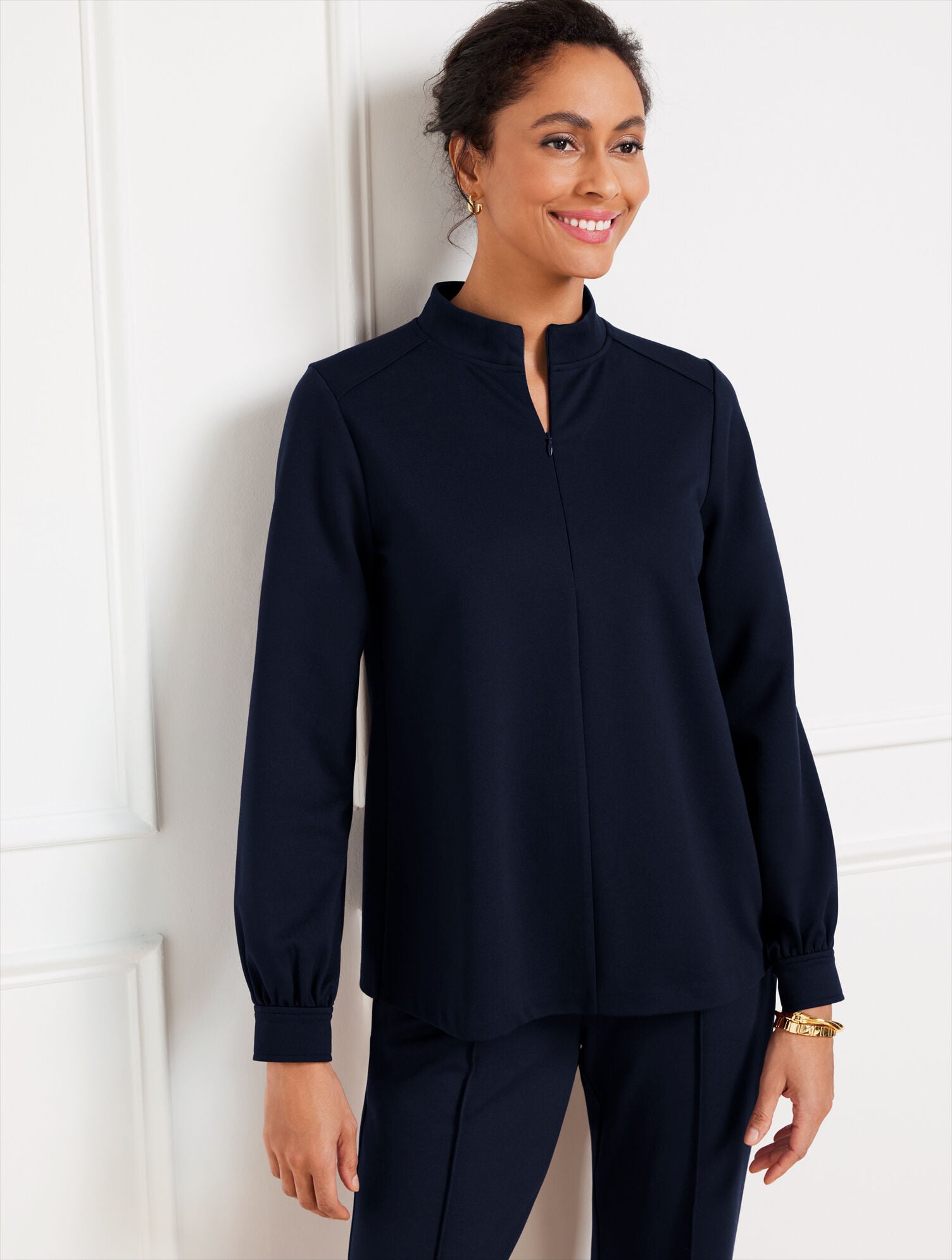 PASSPORT PONTE ZIP MOCKNECK PULLOVER | Talbots online