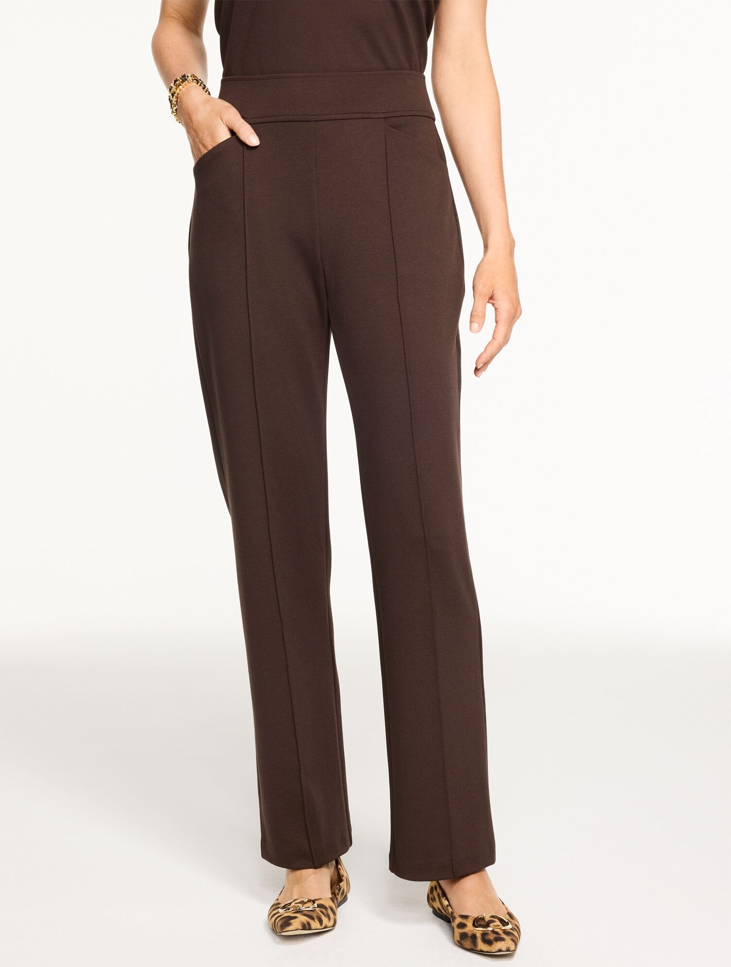 PASSPORT PONTE PINTUCK STRAIGHT LEG PANTS | Talbots near me