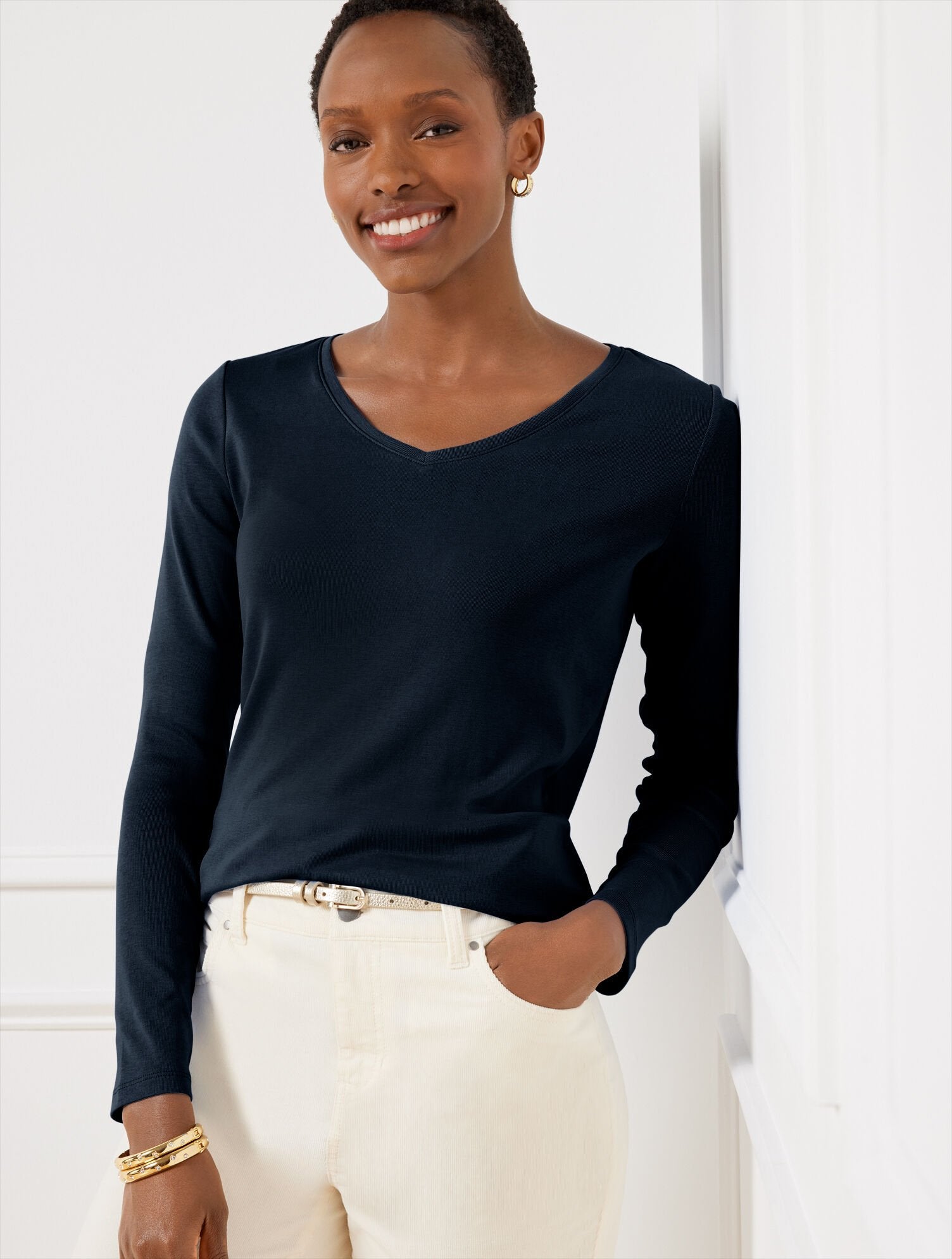 PIMA V-NECK TEE | Talbots sale