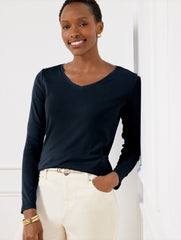 PIMA V-NECK TEE | Talbots sale