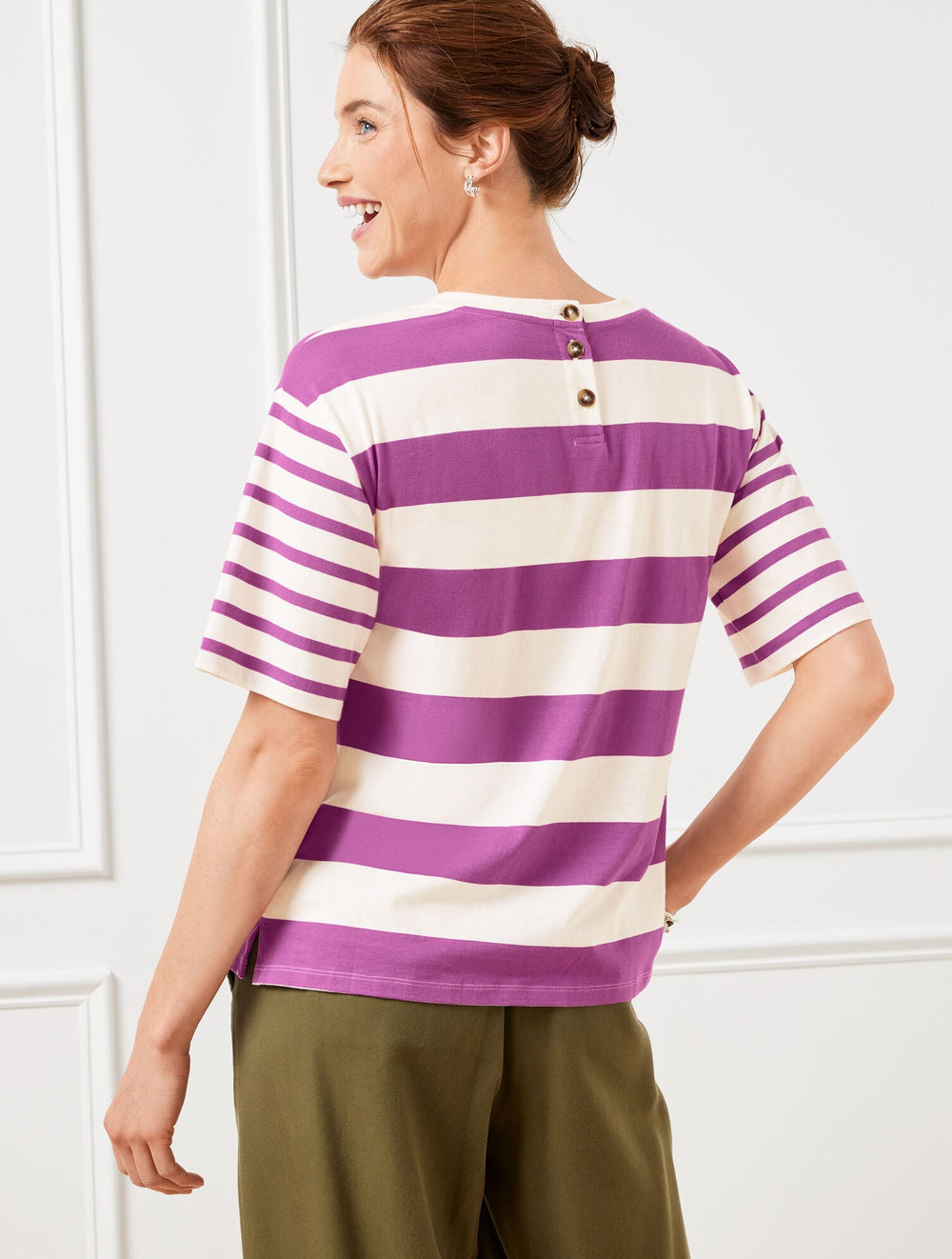 BOXY CREWNECK TEE - MIXED STRIPE | Talbots discount