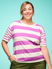 BOXY CREWNECK TEE - MIXED STRIPE | Talbots discount