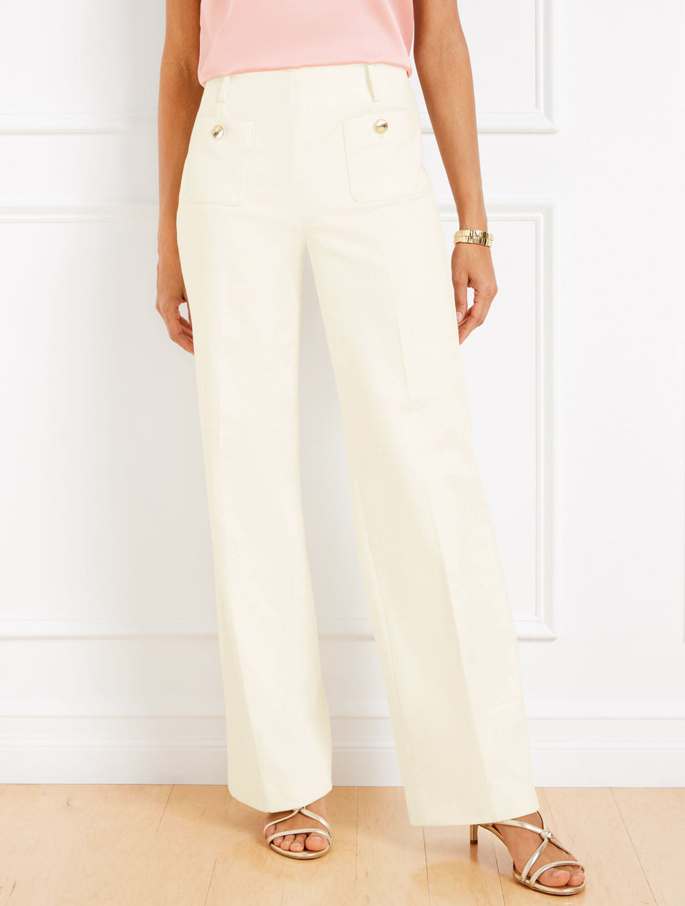 TEXTURED COTTON WIDE LEG PANTS | Talbots for sale