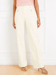 TEXTURED COTTON WIDE LEG PANTS | Talbots for sale