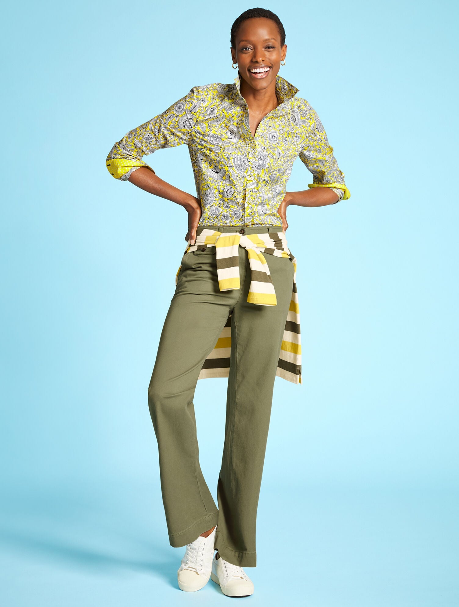 TWILL WIDE LEG PANTS | Talbots for sale