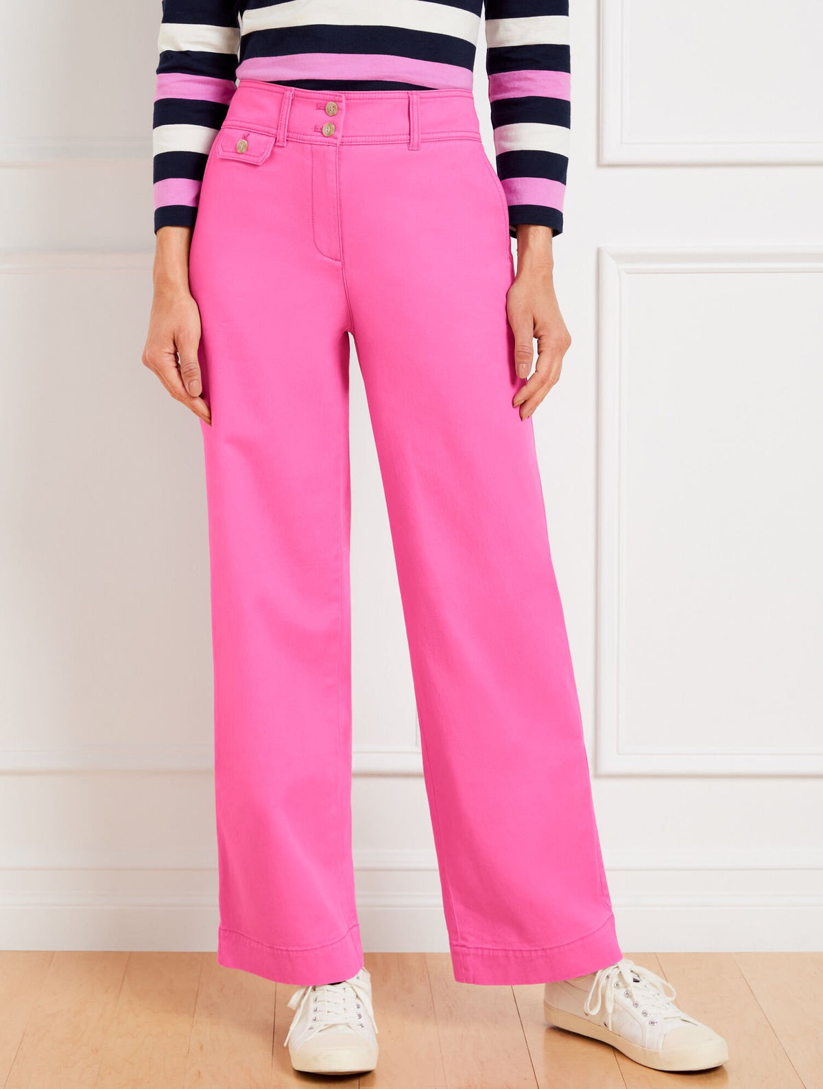 TWILL WIDE LEG PANTS | Talbots for sale