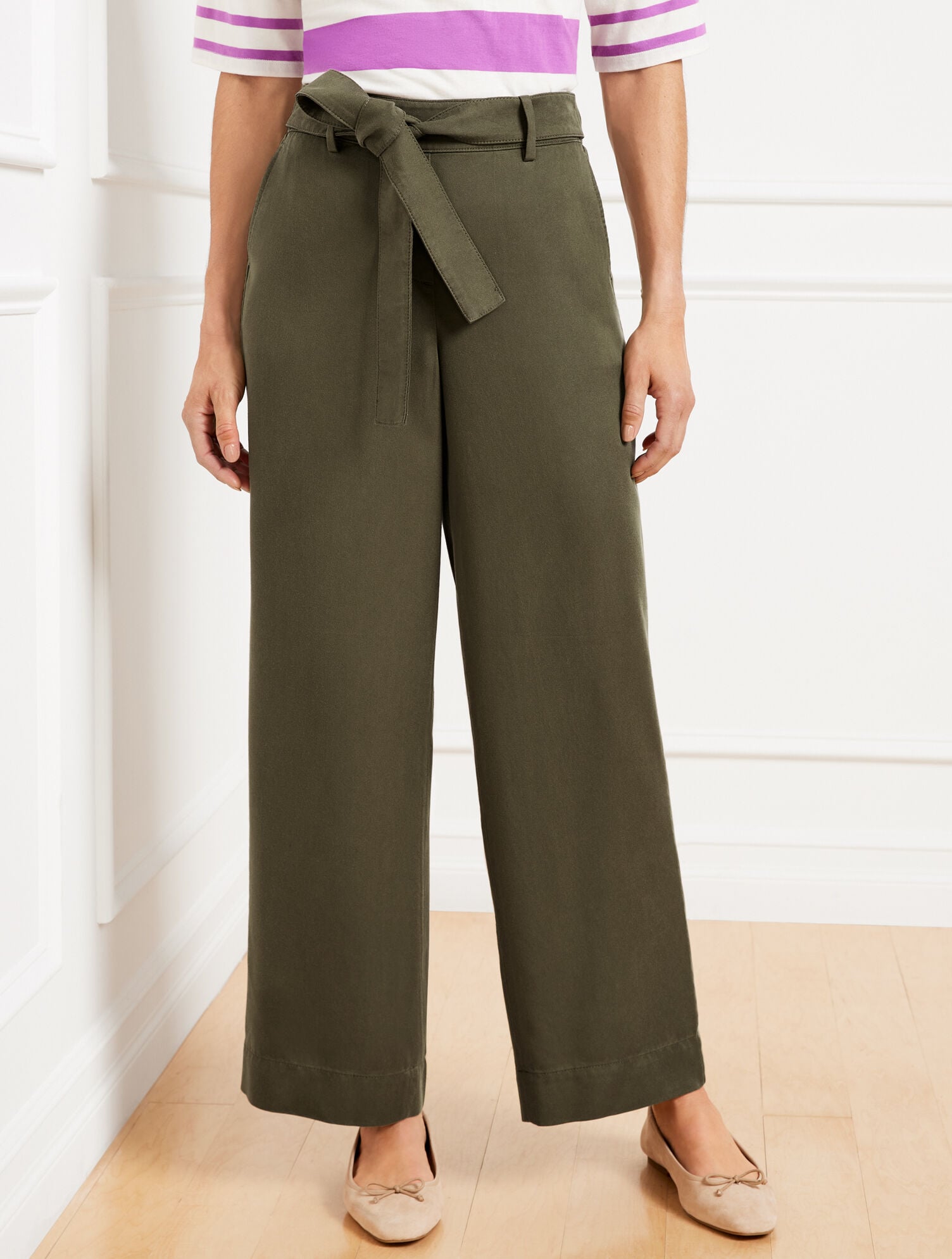 BELTED WIDE ANKLE PANTS | Talbots for sale