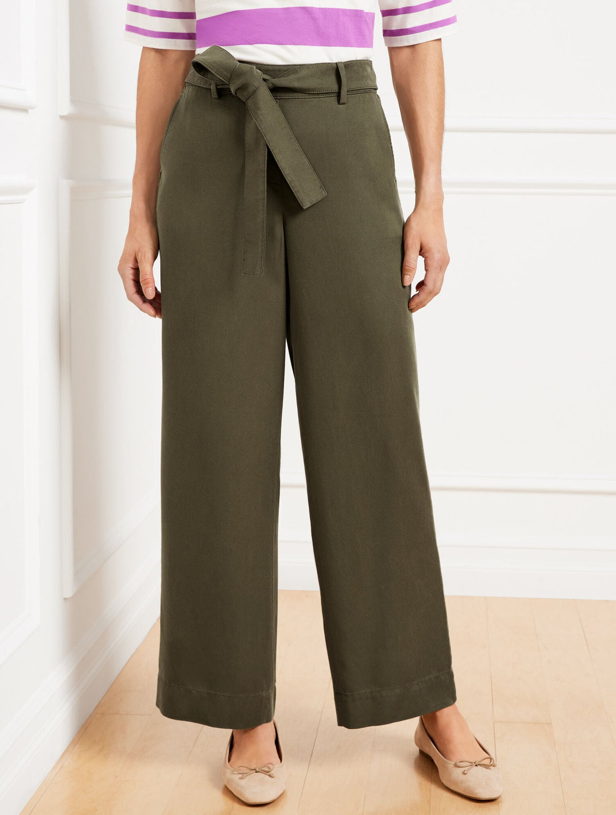 BELTED WIDE ANKLE PANTS | Talbots for sale