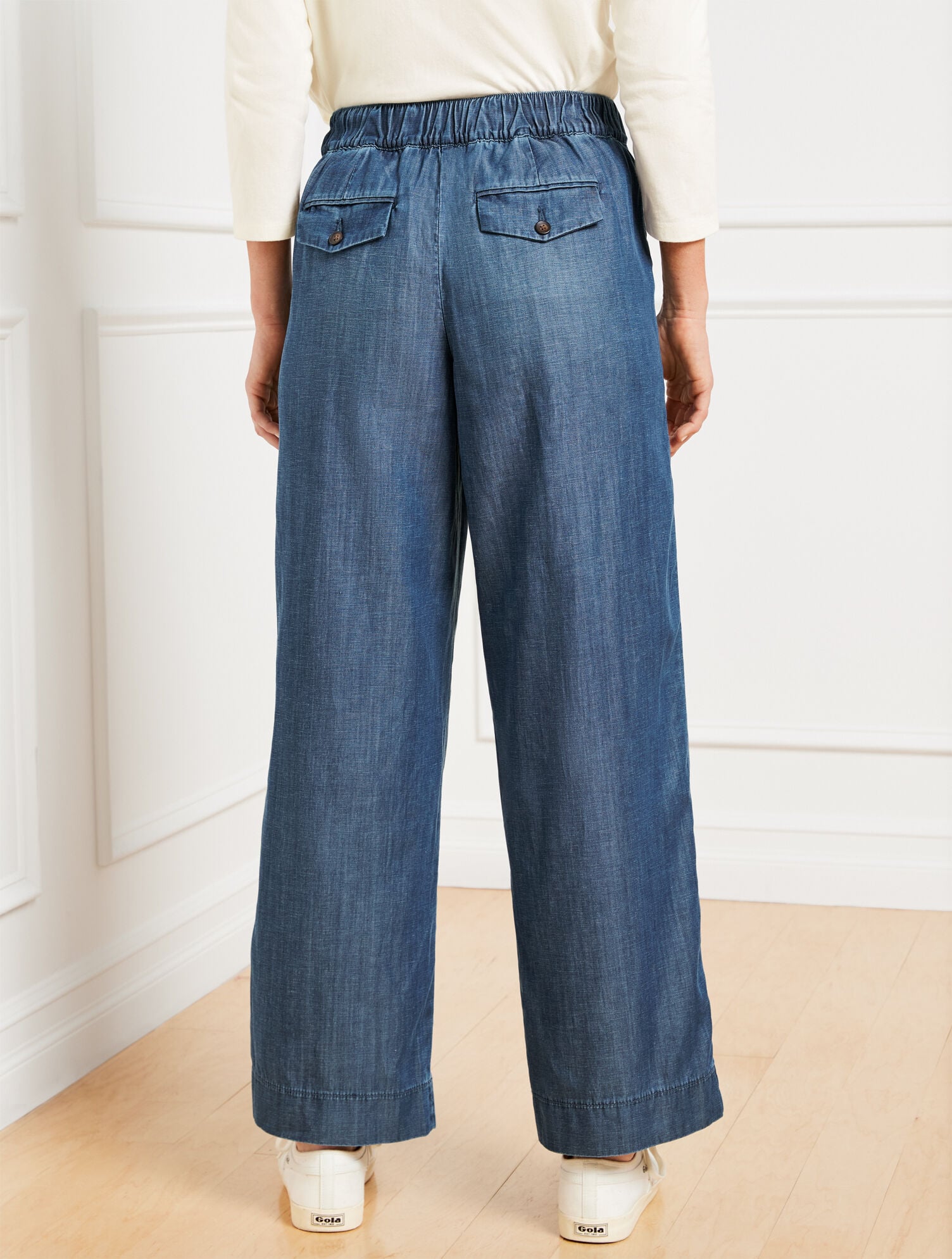 BELTED WIDE ANKLE PANTS - KALI WASH | Talbots on sale