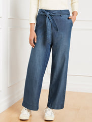 BELTED WIDE ANKLE PANTS - KALI WASH | Talbots on sale