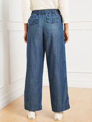 BELTED WIDE ANKLE PANTS - KALI WASH | Talbots on sale