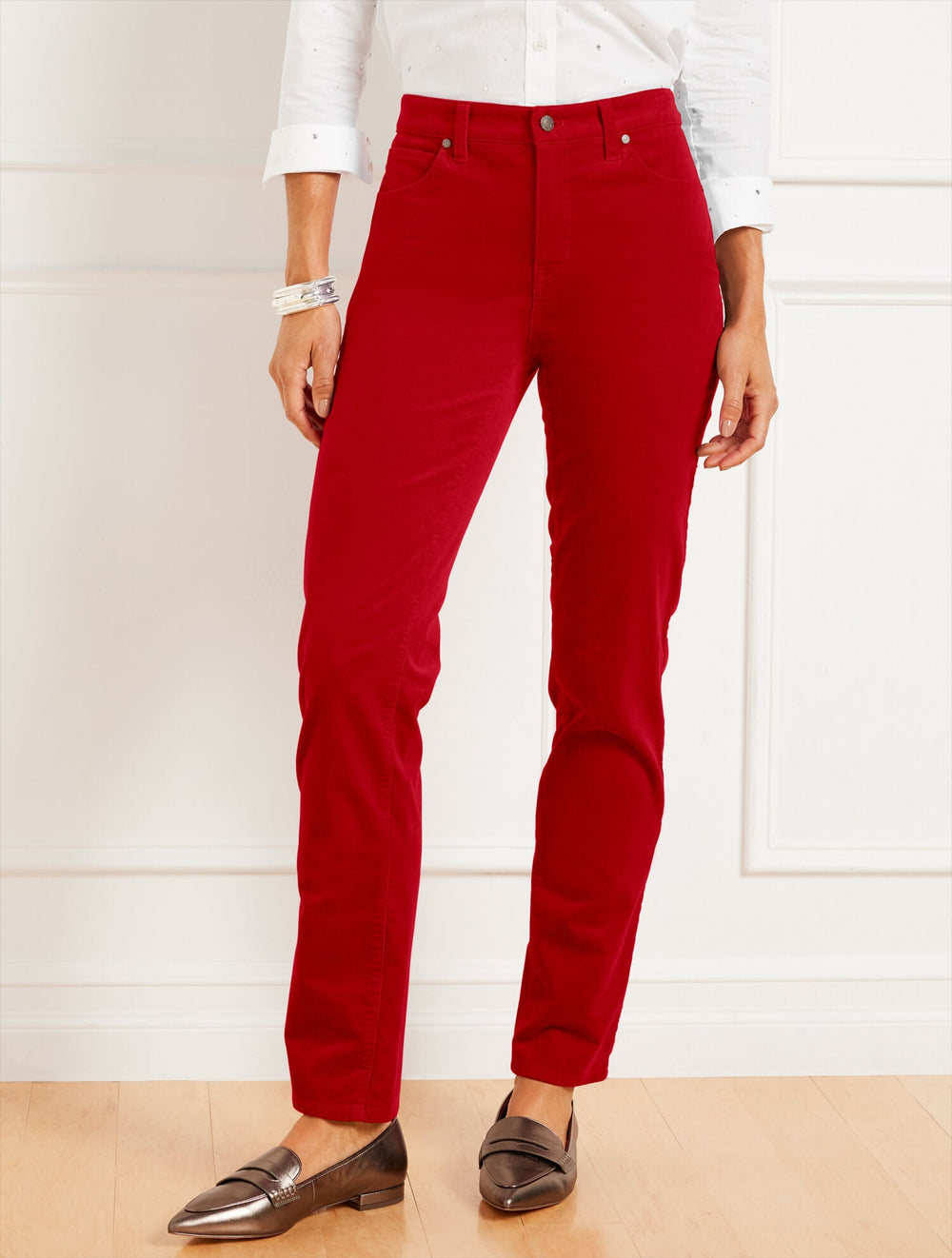 STRETCH CORDUROY STRAIGHT LEG PANTS - SOLIDS | Talbots online