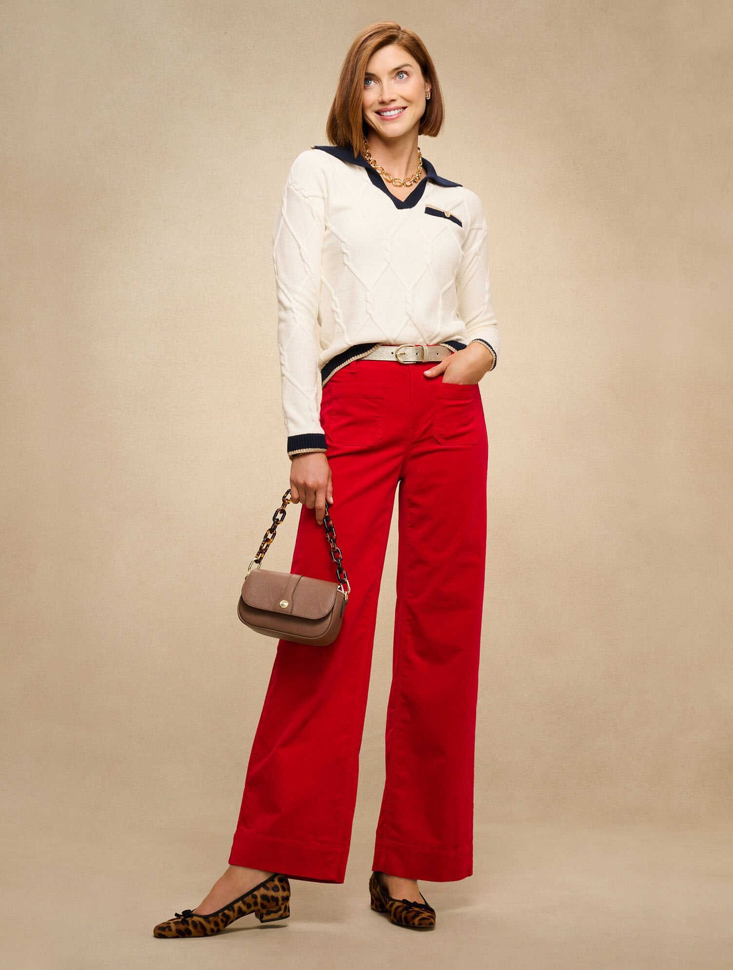 STRETCH CORDUROY WIDE LEG PANTS | Talbots sale