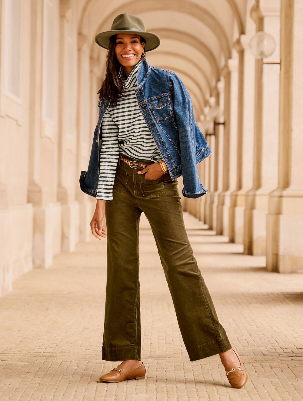 STRETCH CORDUROY WIDE LEG PANTS | Talbots sale