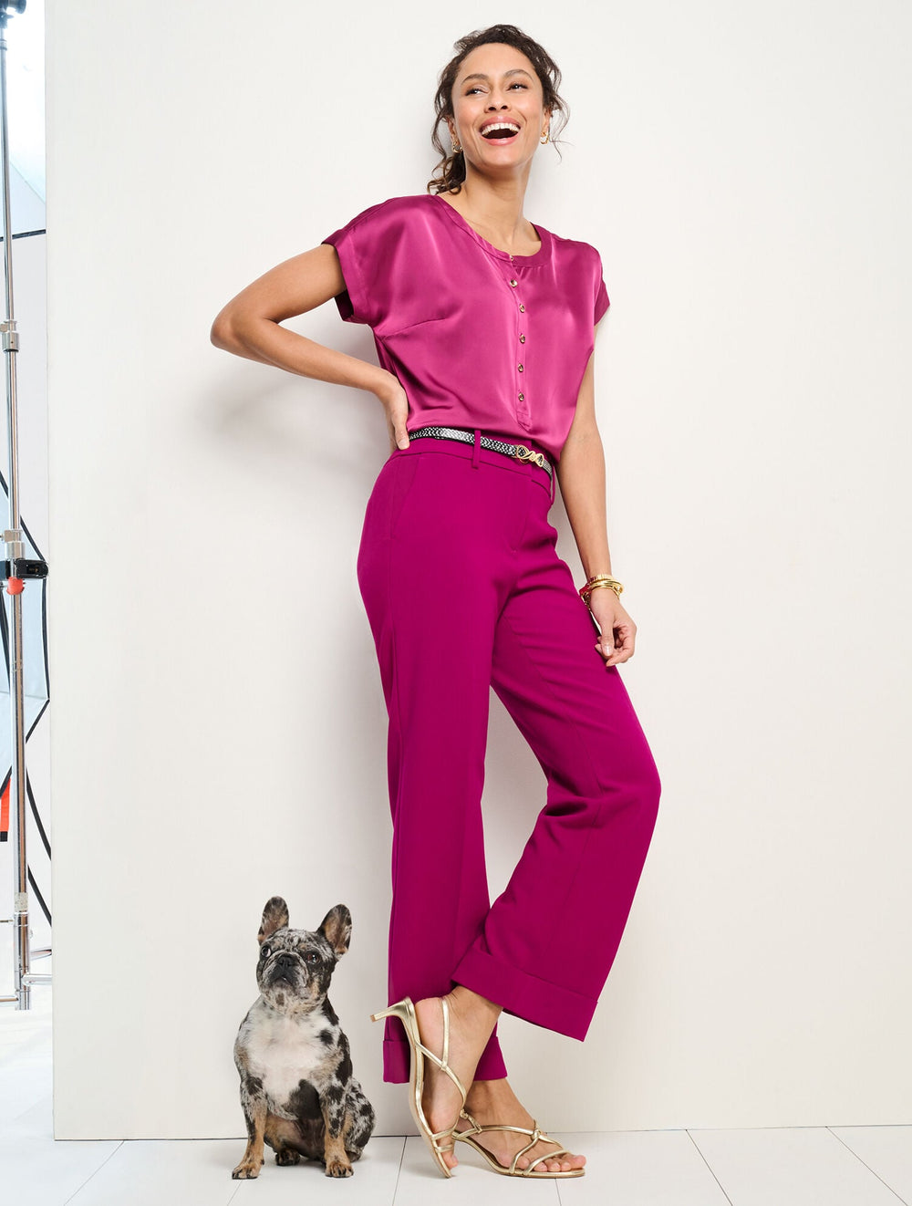 TAILORED STRETCH SLIM WIDE ANKLE PANTS | Talbots outlet