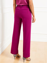 TAILORED STRETCH SLIM WIDE ANKLE PANTS | Talbots outlet