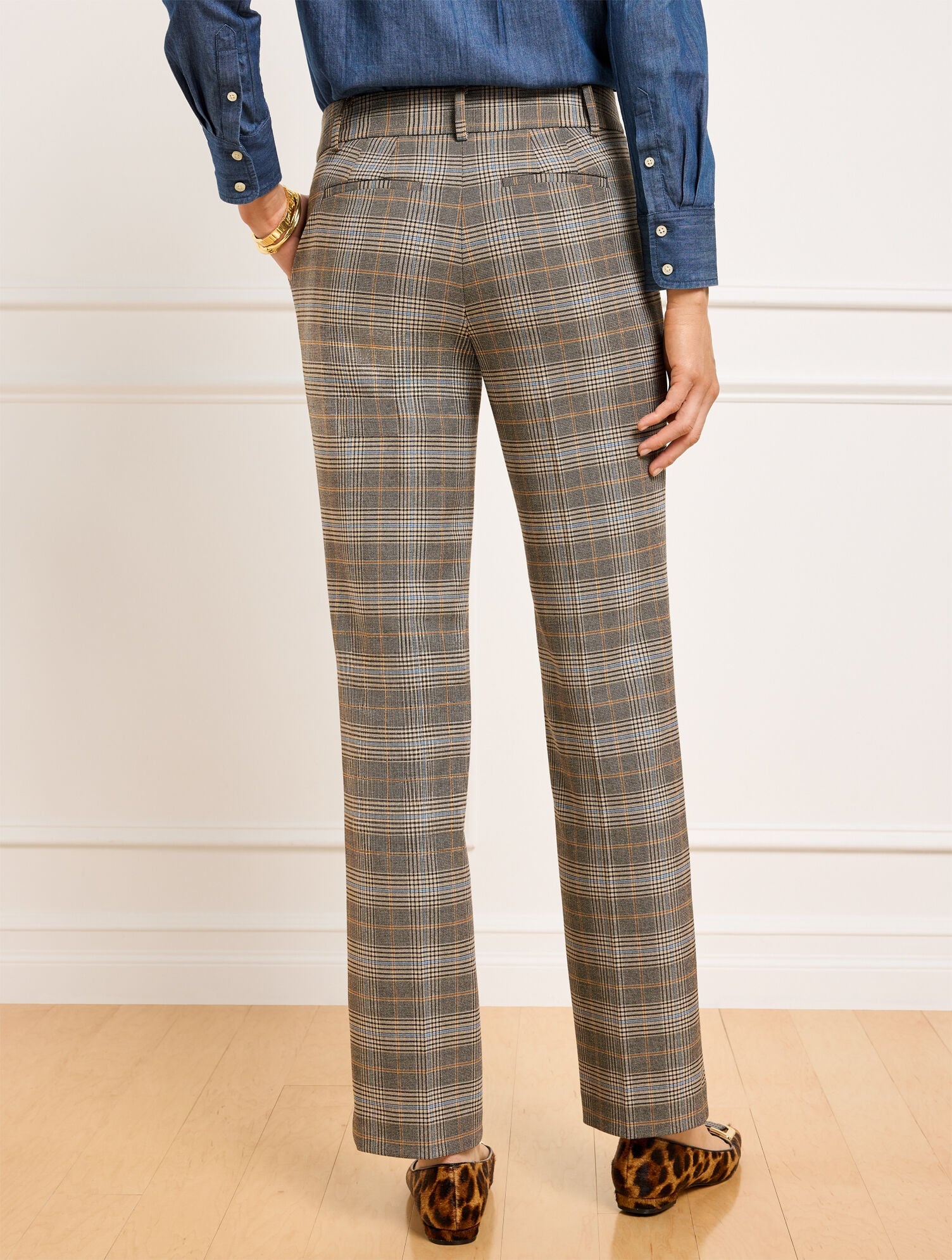 TALBOTS SOUTHAMPTON STRAIGHT LEG PANTS - GLEN PLAID | Talbots discount