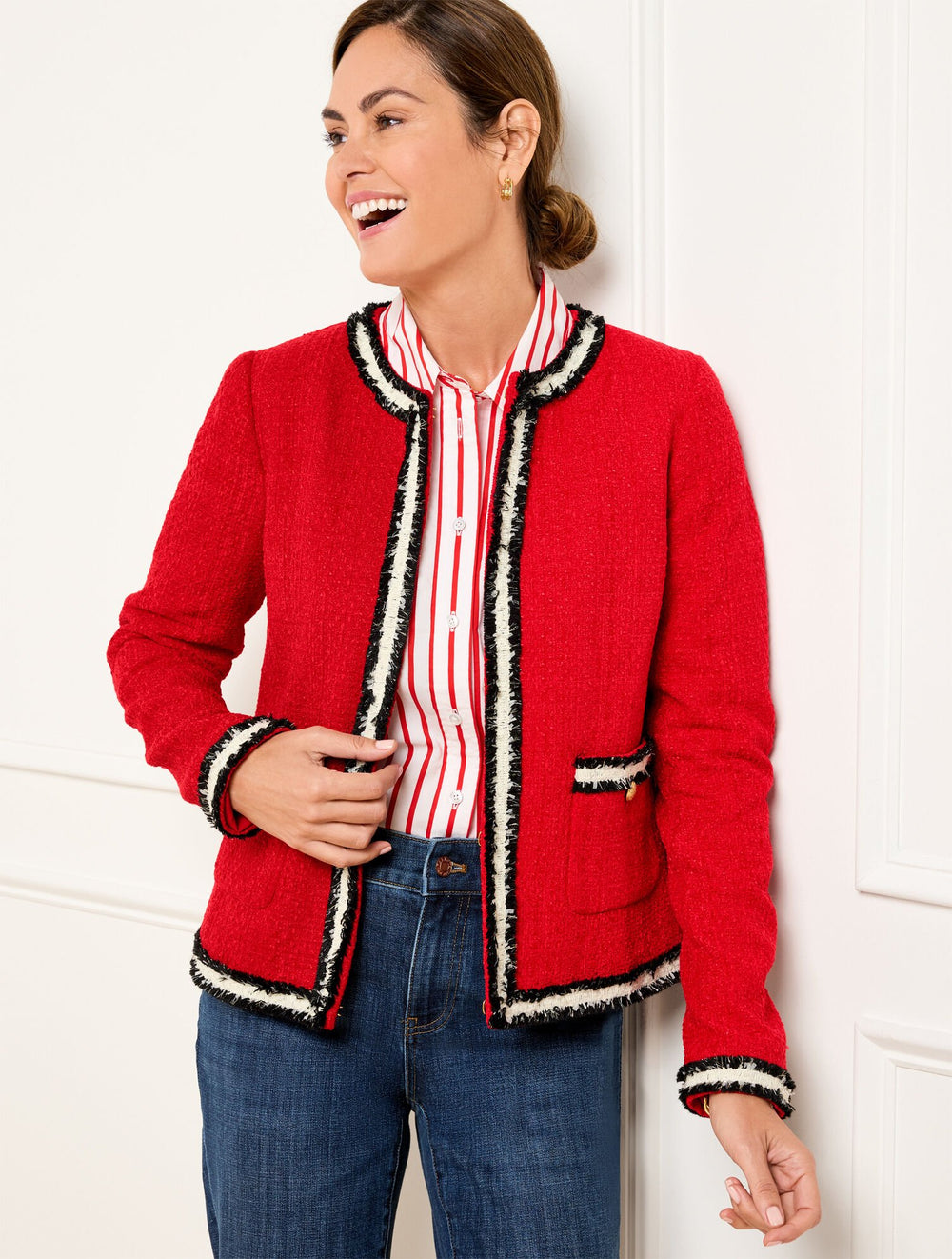 FRINGE STRIPE TWEED JACKET | Talbots near me