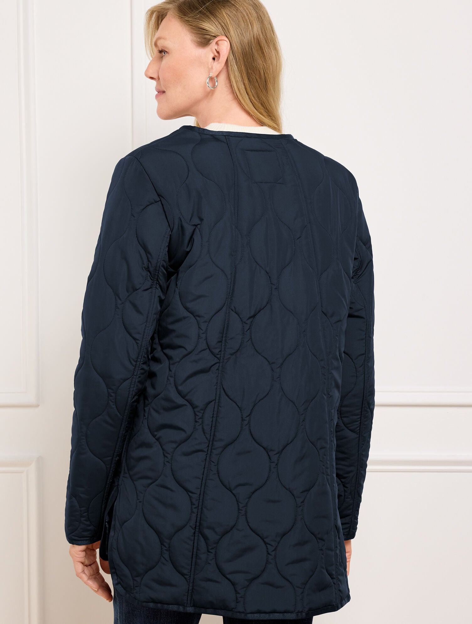 QUILTED COLLARLESS COAT | Talbots sale