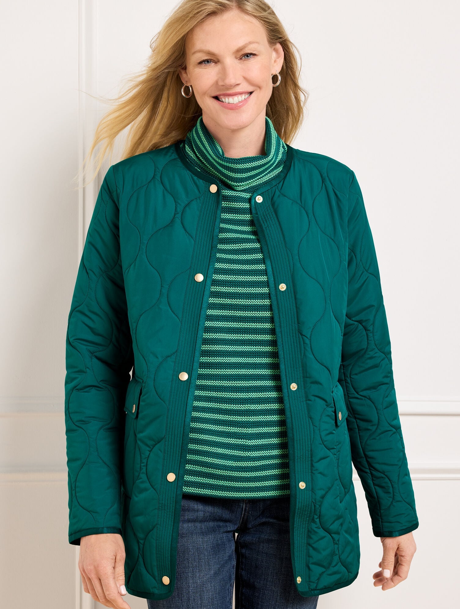 QUILTED COLLARLESS COAT | Talbots sale