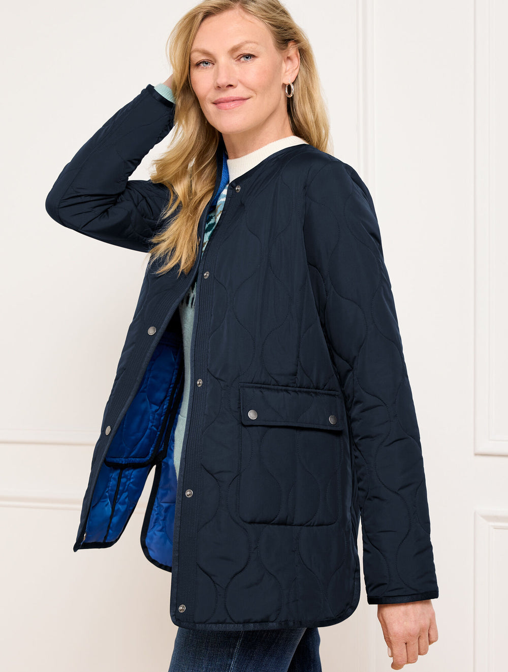 QUILTED COLLARLESS COAT | Talbots sale