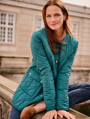 QUILTED COLLARLESS COAT | Talbots sale