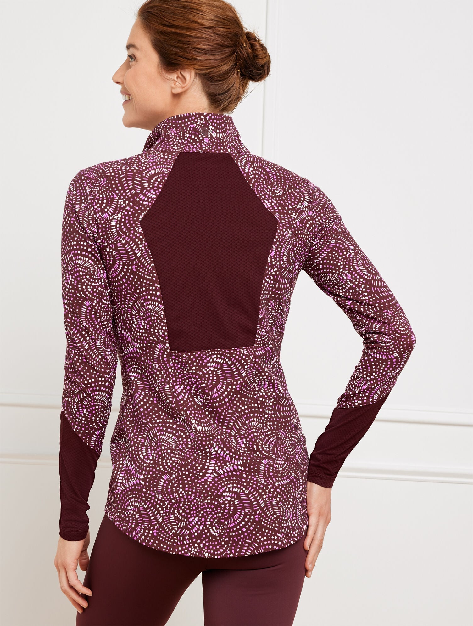 PERFORMANCE INTERLOCK HALF-ZIP PULLOVER - STENCILED FANS | Talbots US