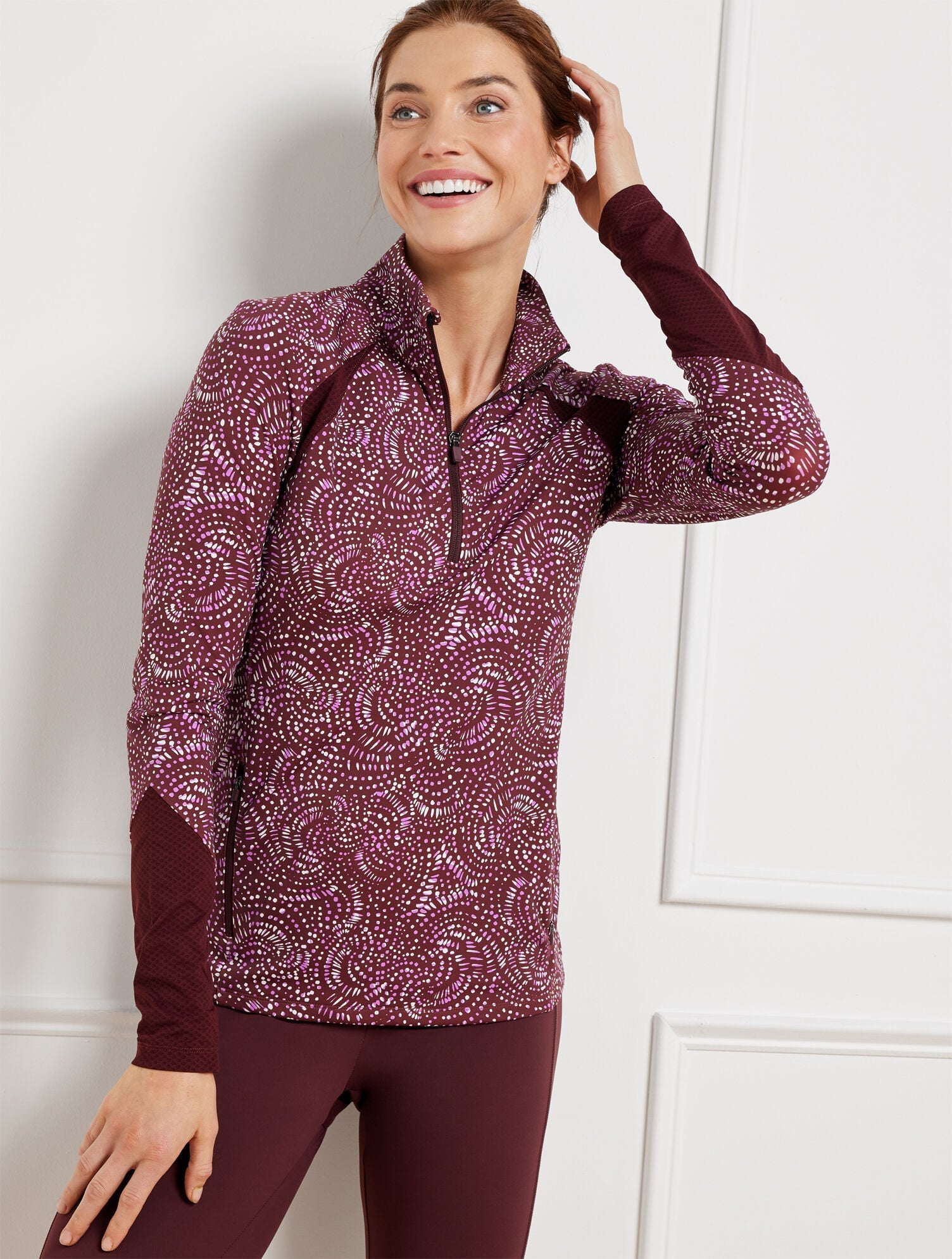 PERFORMANCE INTERLOCK HALF-ZIP PULLOVER - STENCILED FANS | Talbots US