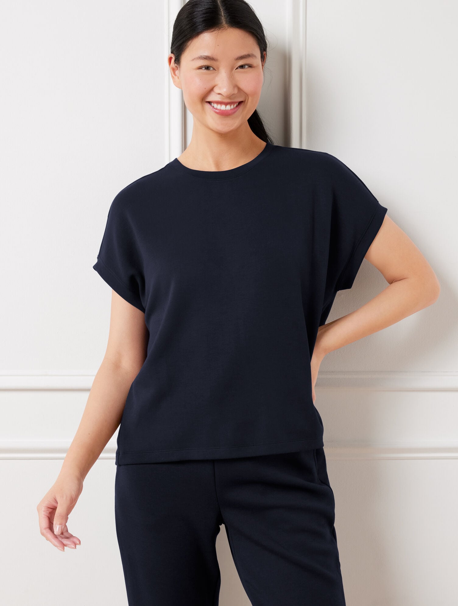 AIRKNIT STRETCH SHORT SLEEVE TEE | Talbots online