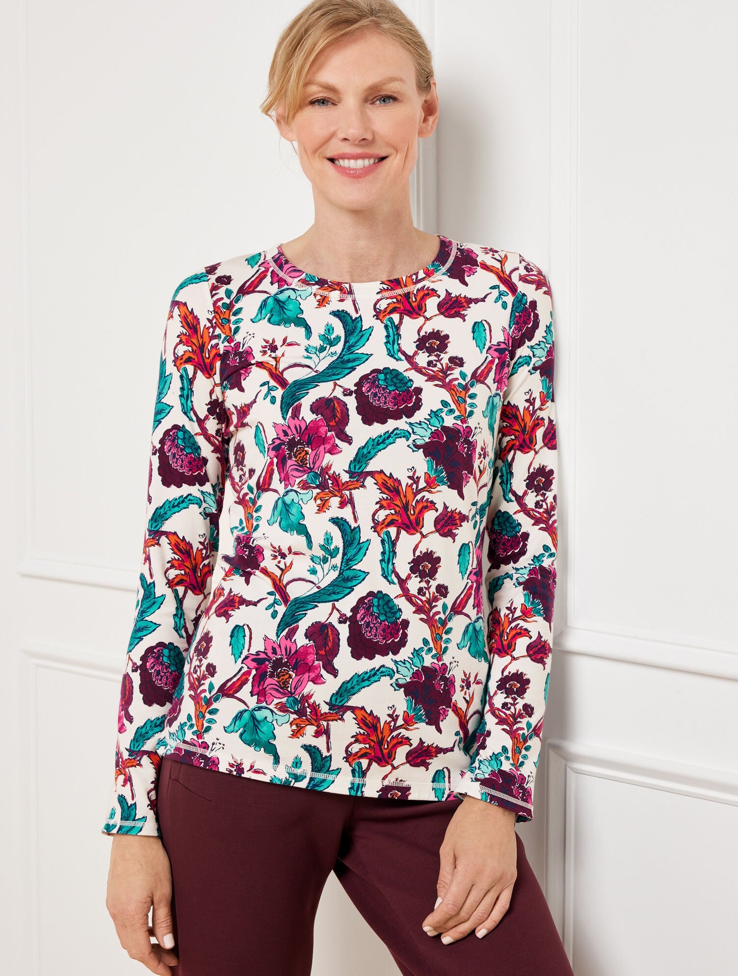 SUPERSOFT JERSEY LONG SLEEVE TEE – POETIC FLORAL | Talbots on sale