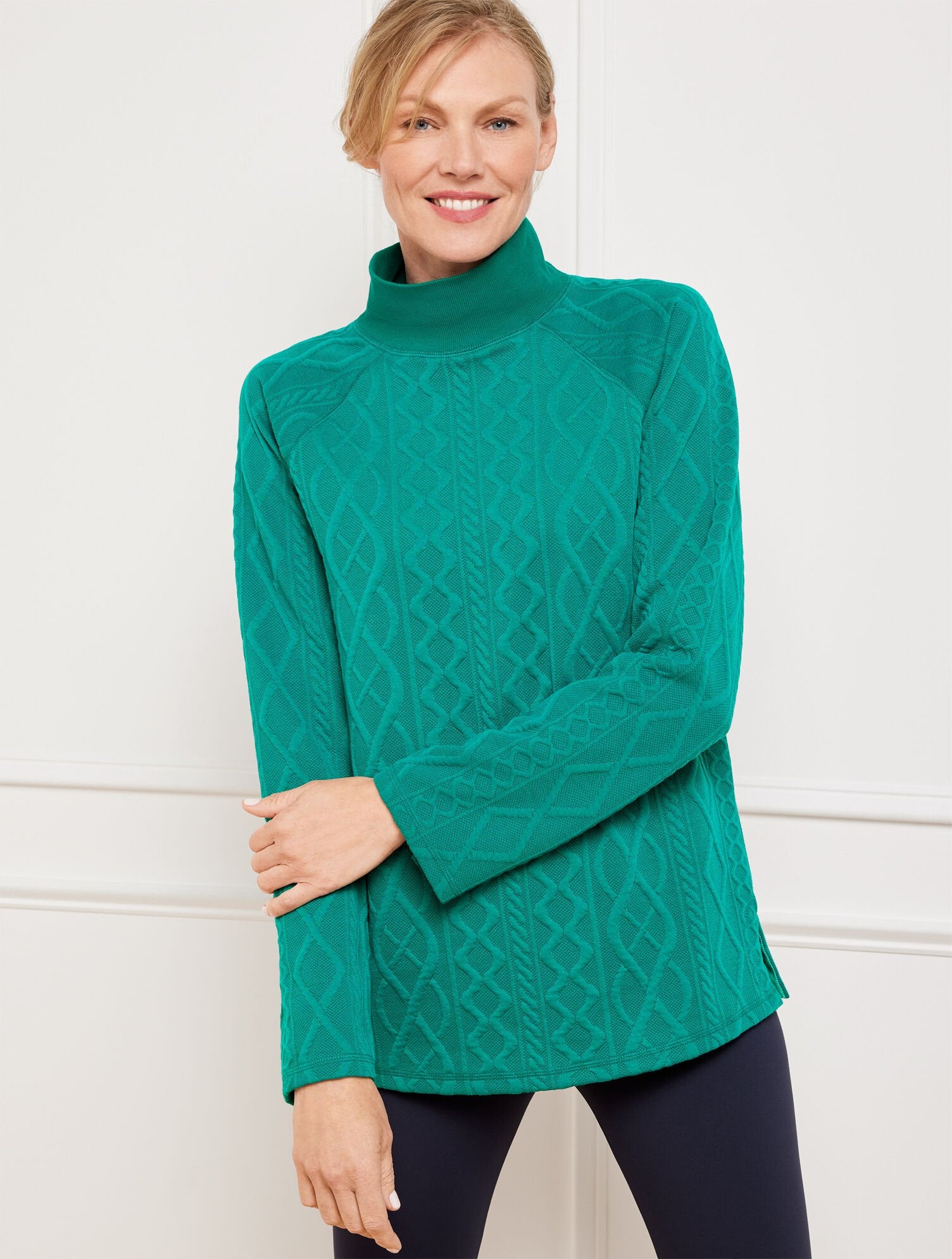 AUTUMNAL CABLE KNIT MOCKNECK PULLOVER | Talbots for sale