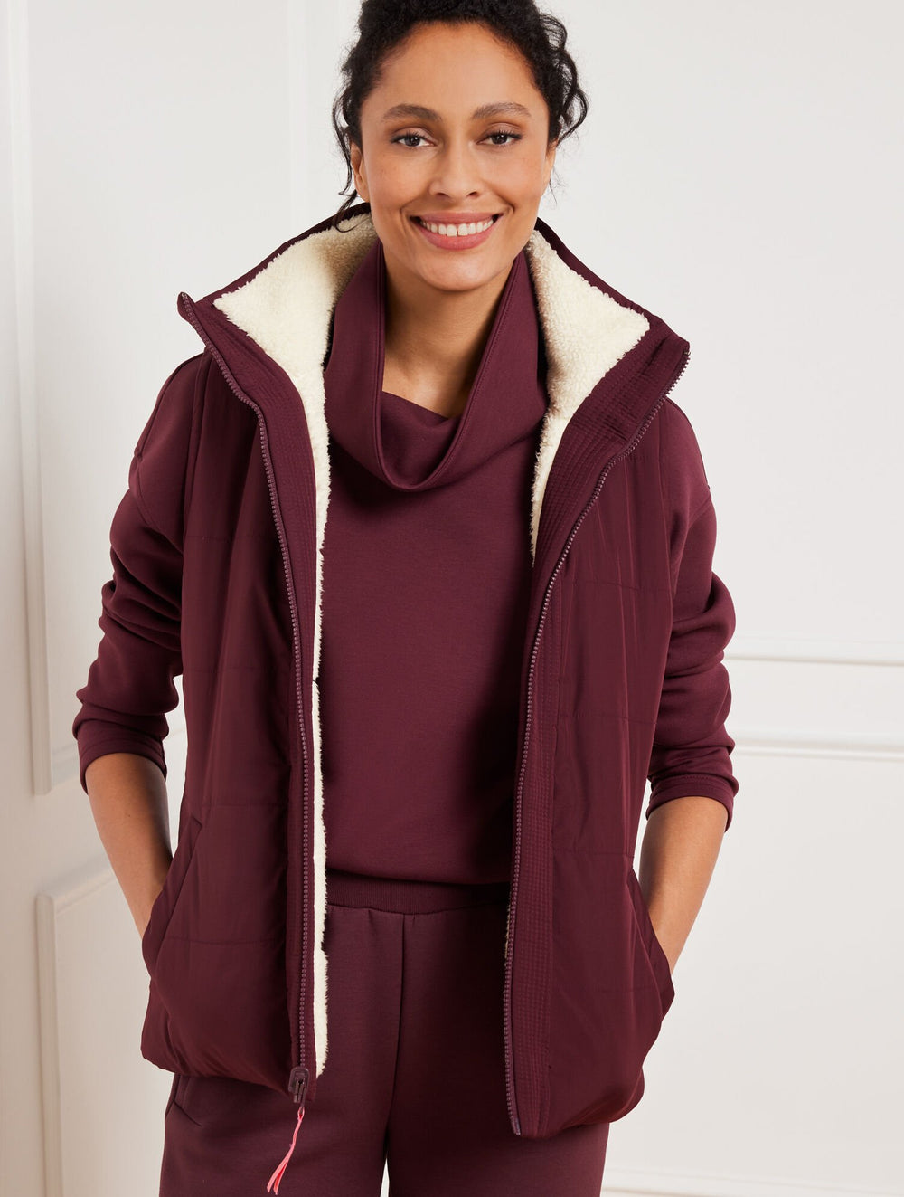 REVERSIBLE SHERPA PUFFER VEST | Talbots outlet