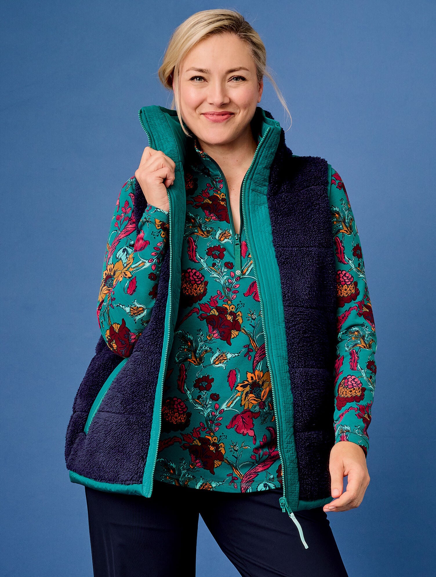 REVERSIBLE SHERPA PUFFER VEST | Talbots outlet