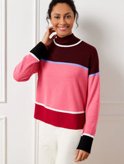 MOCKNECK SWEATER - STRIPED COLORBLOCK | Talbots US
