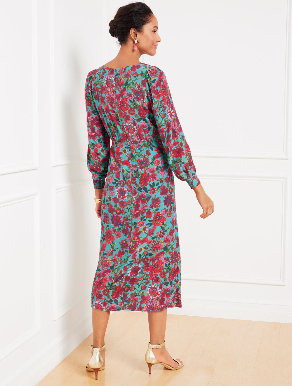 SIDE TIE MIDI DRESS - STUNNING FLORAL | Talbots outlet