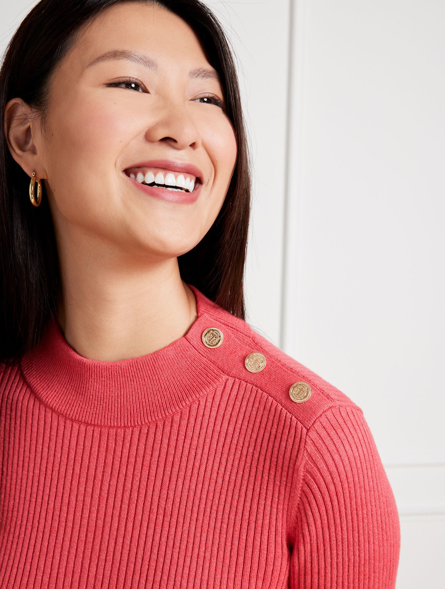 BUTTON MOCKNECK RIBBED SHIFT DRESS | Talbots online