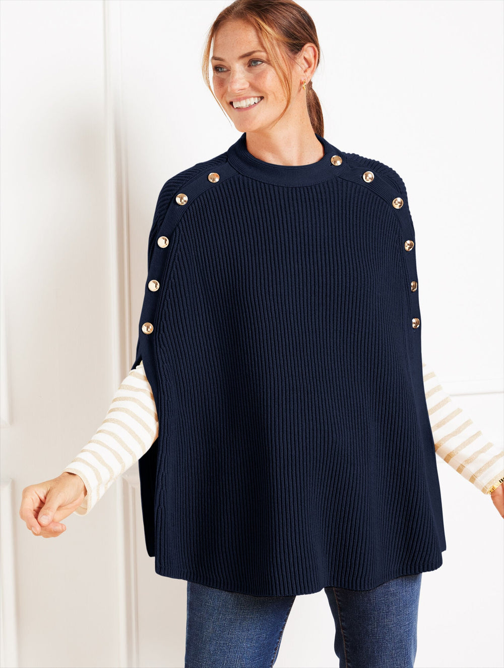 BUTTON PONCHO | Talbots for sale