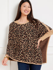 JACQUARD LEOPARD PONCHO | Talbots US
