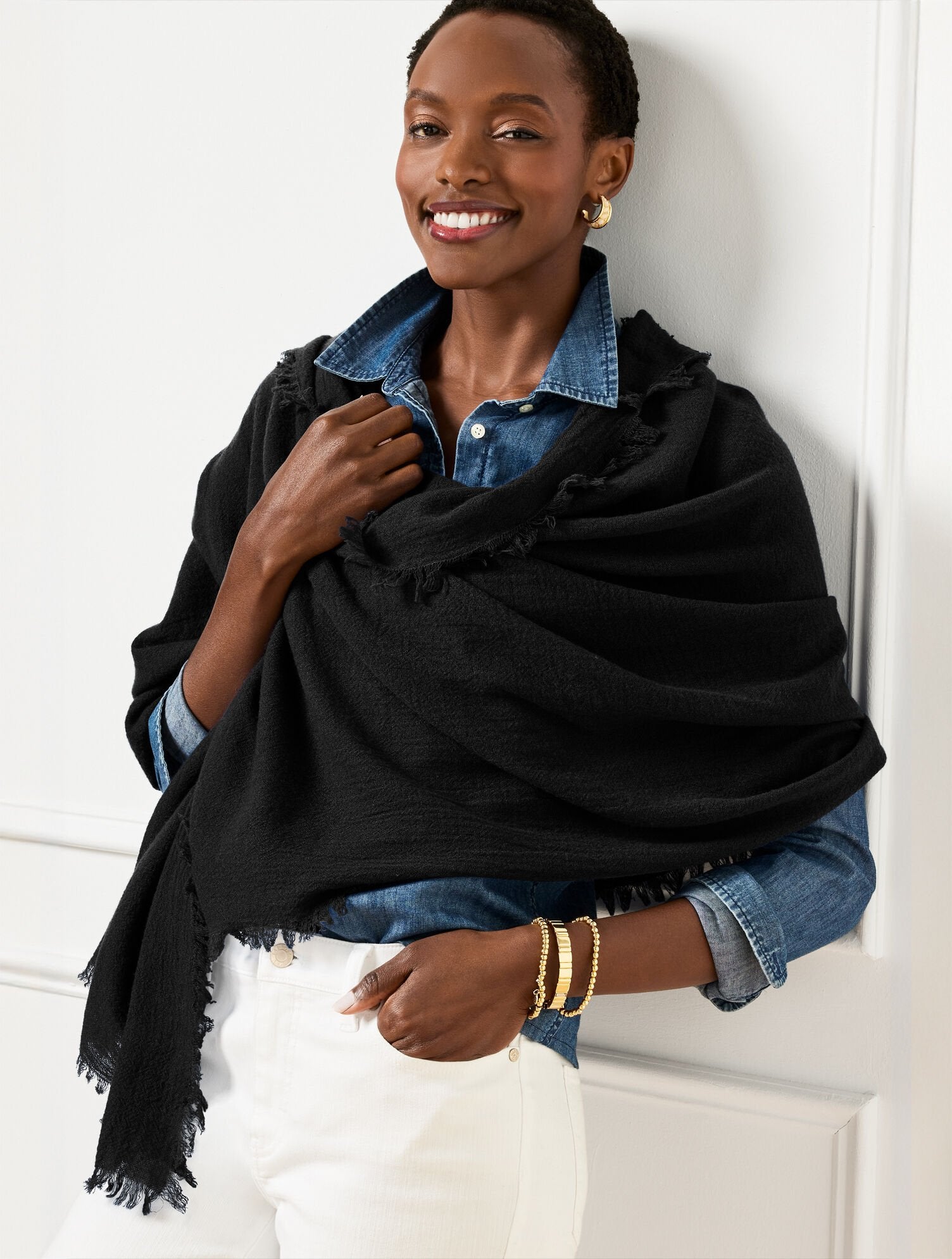 FRINGE WOOL WRAP | Talbots sale