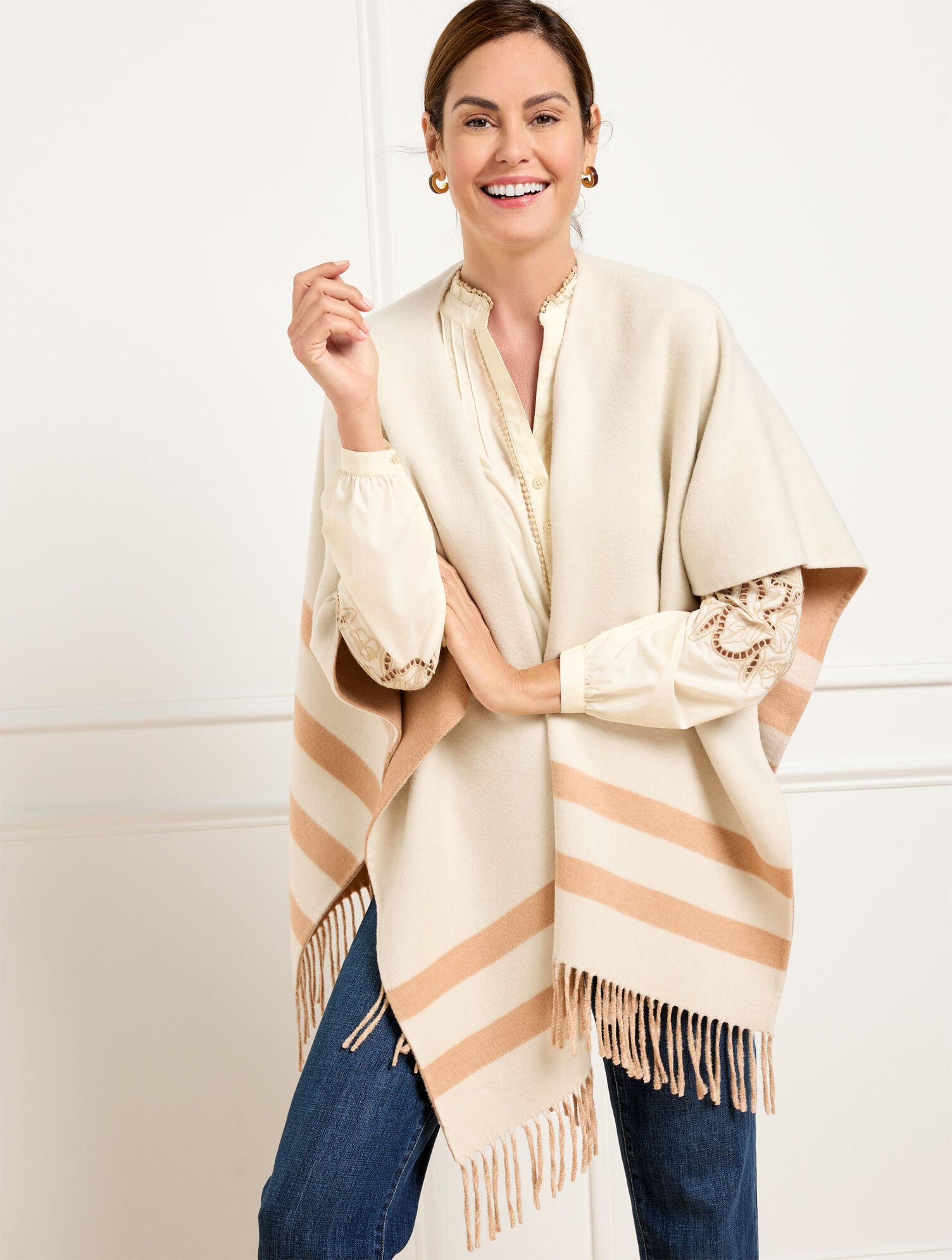 REVERSIBLE DOUBLE FACE RUANA | Talbots discount