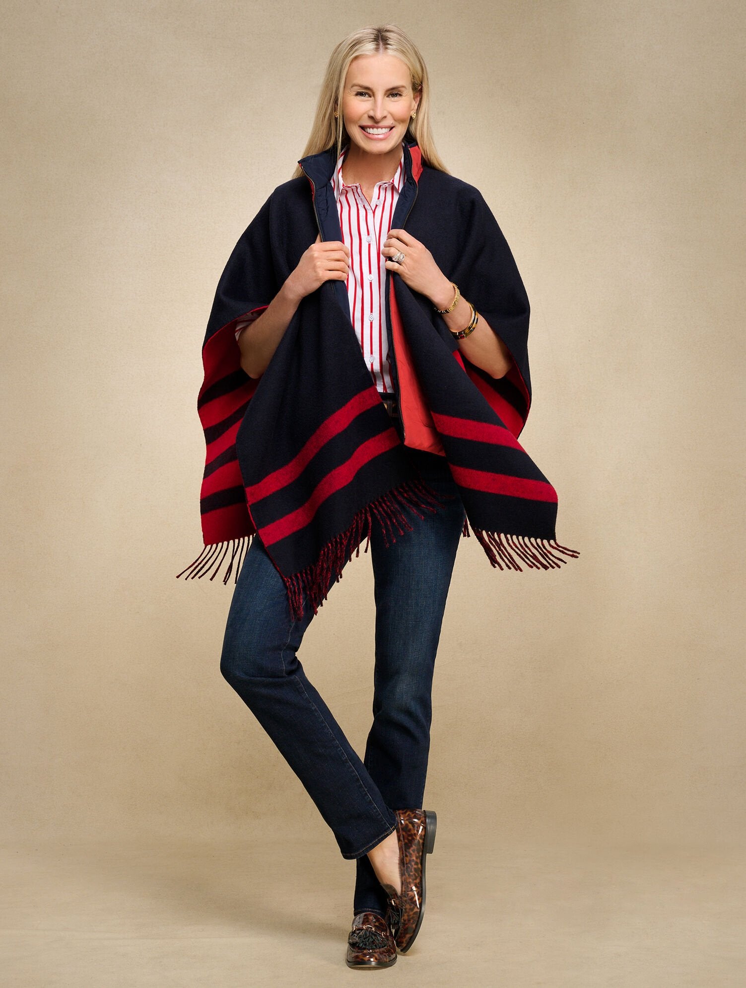 REVERSIBLE DOUBLE FACE RUANA | Talbots discount