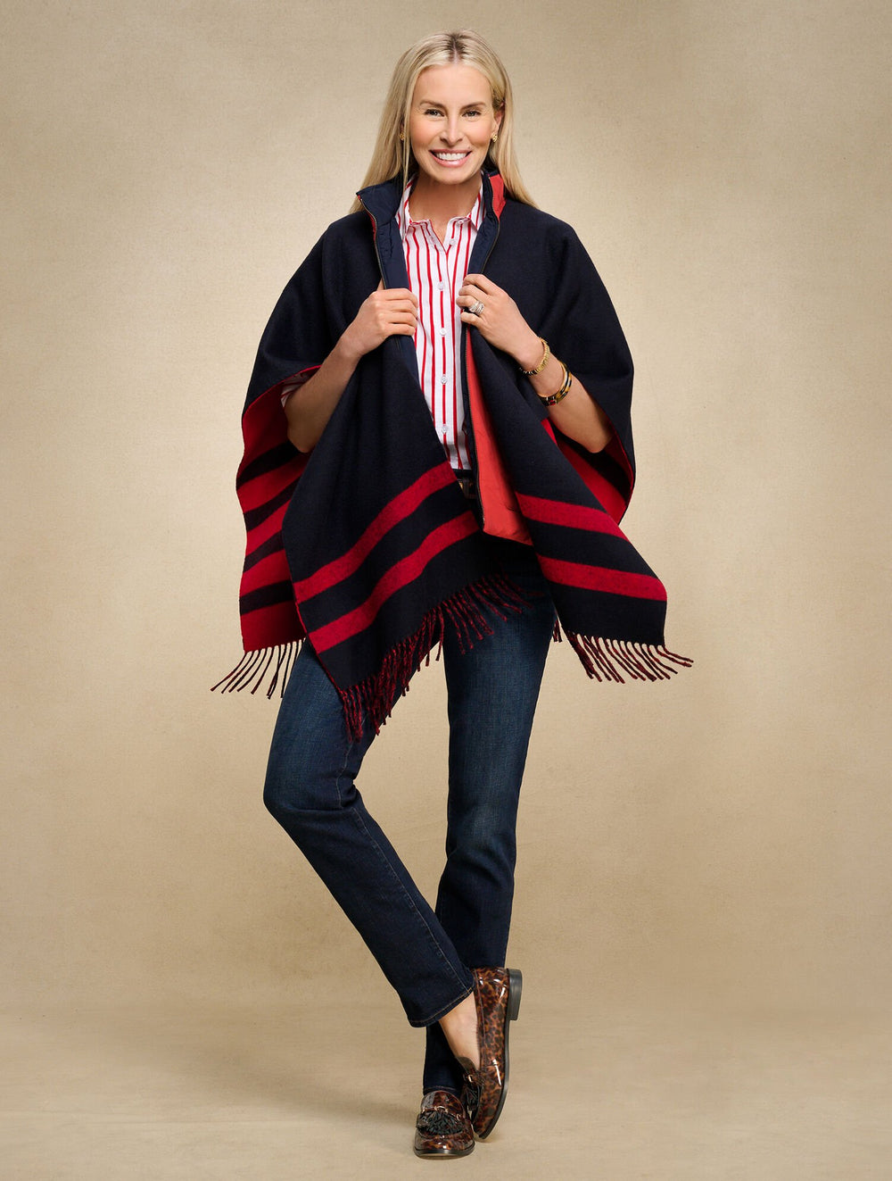 REVERSIBLE DOUBLE FACE RUANA | Talbots discount
