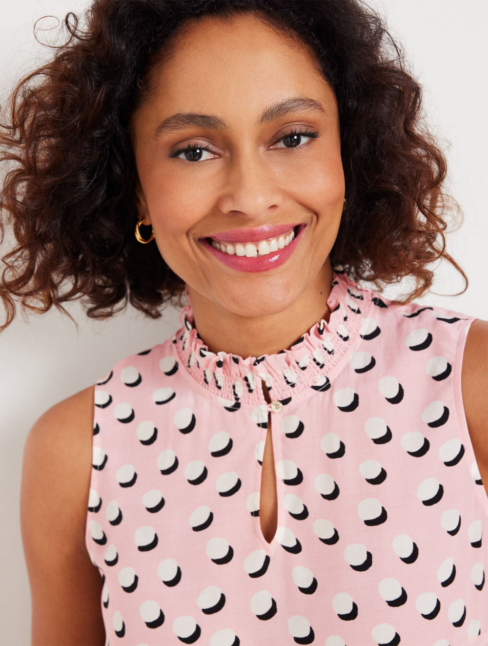 SHADOW DOT TIE NECK SHELL | Talbots outlet
