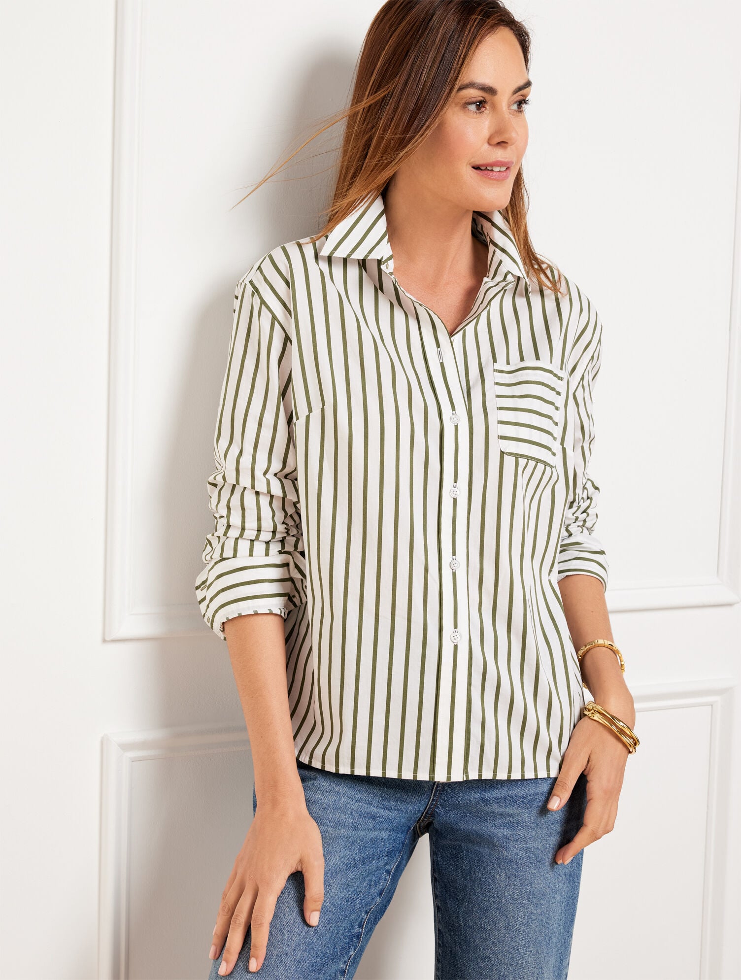 POPLIN SHORT SHIRT - NAUTICAL STRIPE | Talbots online