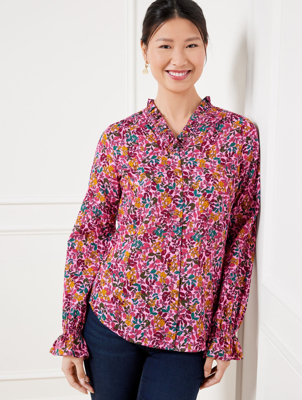 RUFFLE TOP - GATHERED LEAVES | Talbots discount