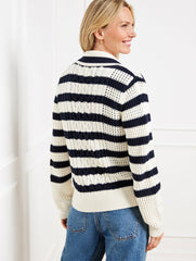 CABLE KNIT SWEATER JACKET - STRIPE | Talbots online