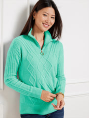 CABLE KNIT HALF-ZIP SWEATER | Talbots US