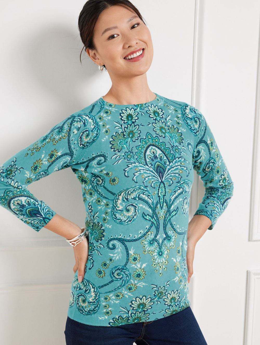 AUDREY CASHMERE SWEATER - IMPERIAL FLORAL | Talbots online