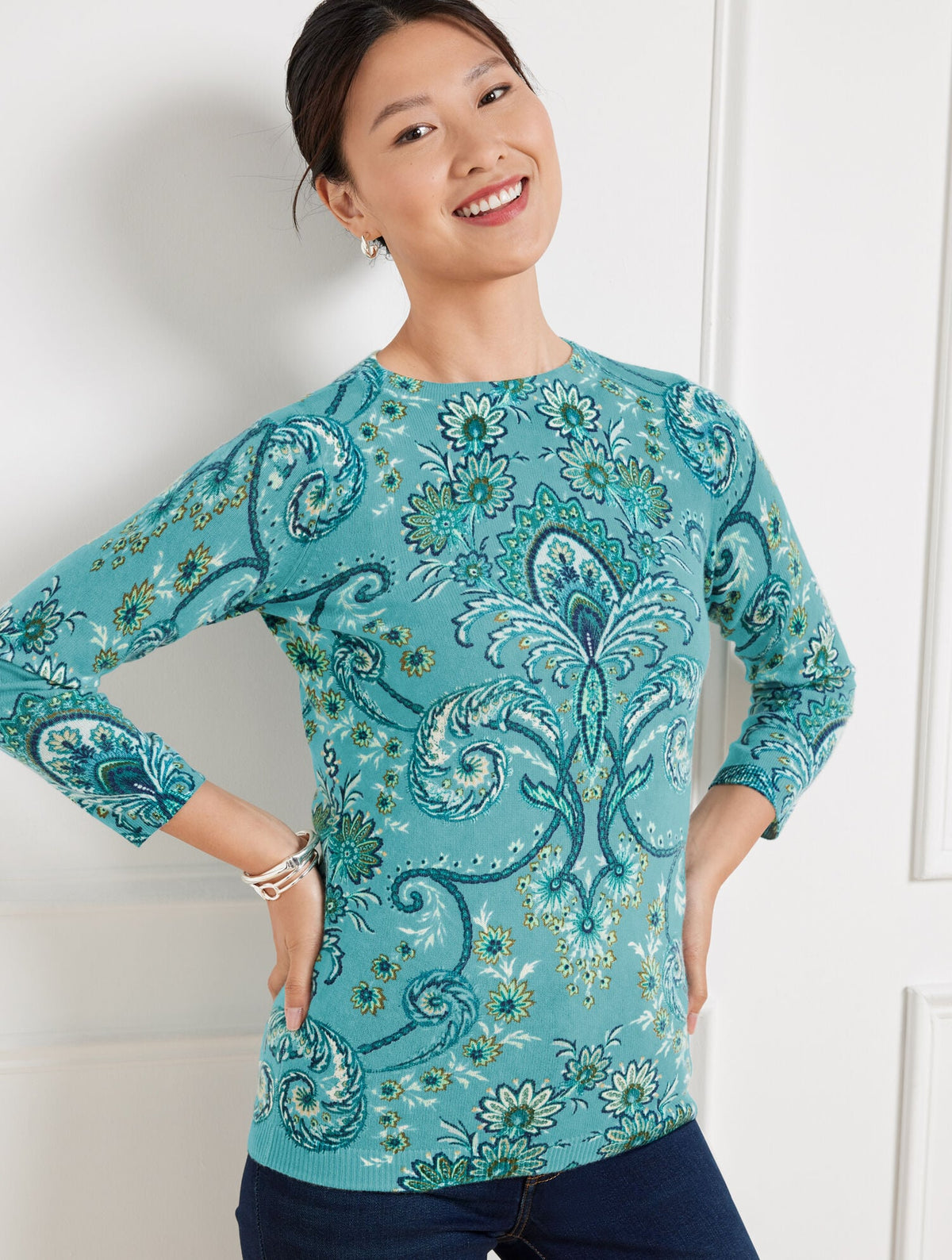 AUDREY CASHMERE SWEATER - IMPERIAL FLORAL | Talbots online