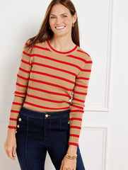 METALLIC CREWNECK SWEATER - STRIPE | Talbots sale